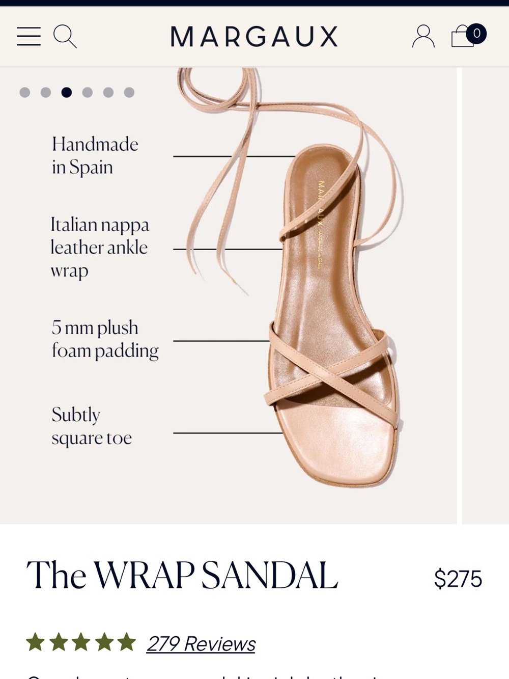 Margaux the Wrap Sandal Rose Nappa Sz 7 - Picture 4 of 8